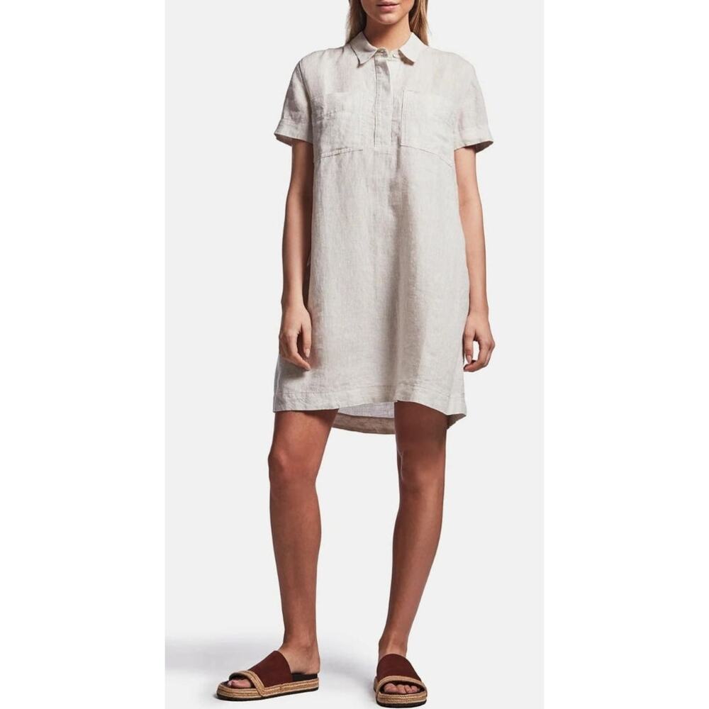 James Perse Linen Shirt Dress Light Oatmeal Size 1 Small